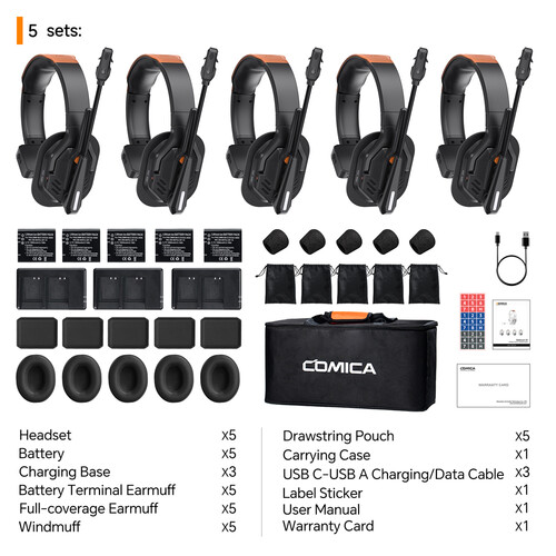 Intercomunicador Comica Audio Seekcom S1 Set 5 alcance 500 Mts