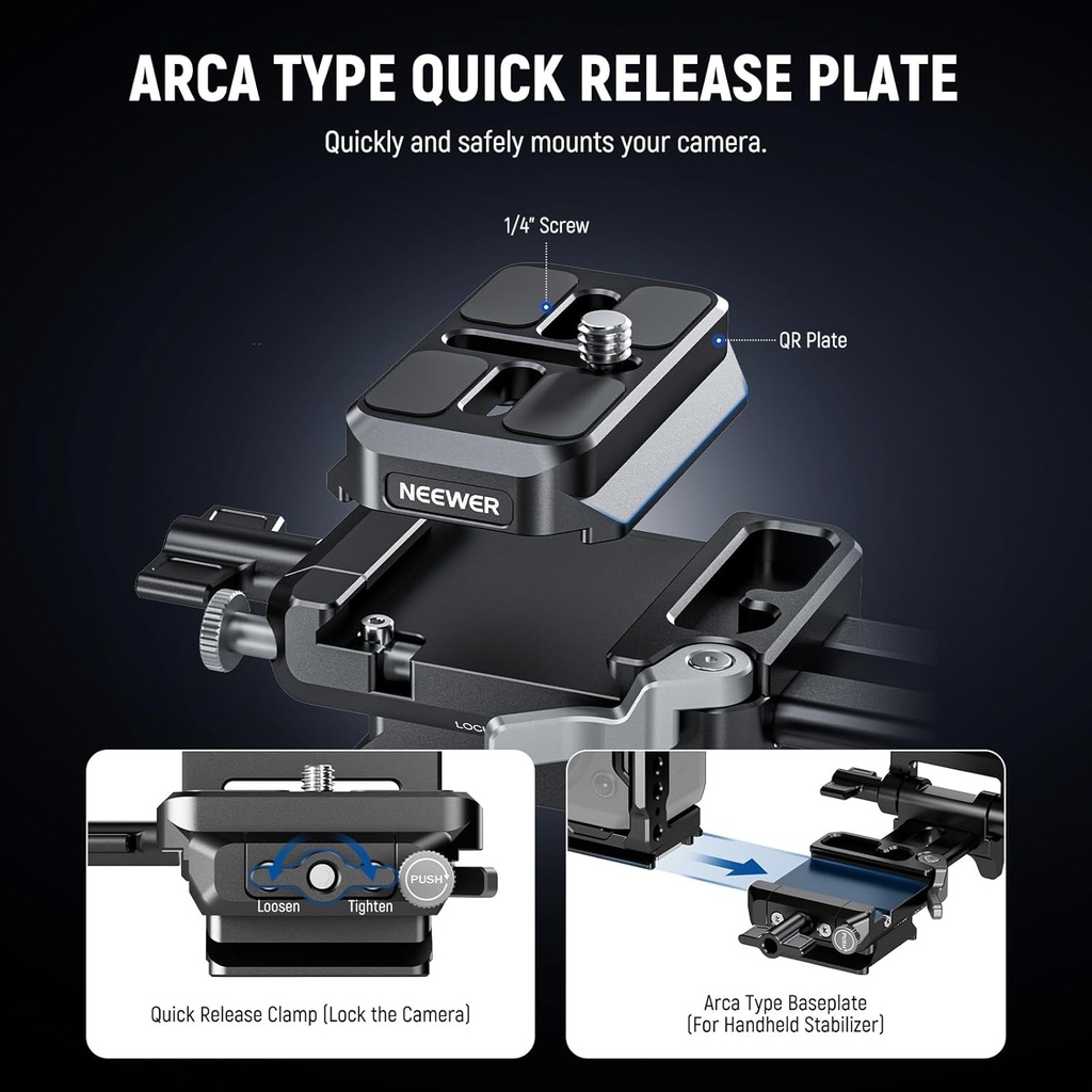 Plato Bateria Vmount Neewer PS015 Pro con liberacion rapida arca