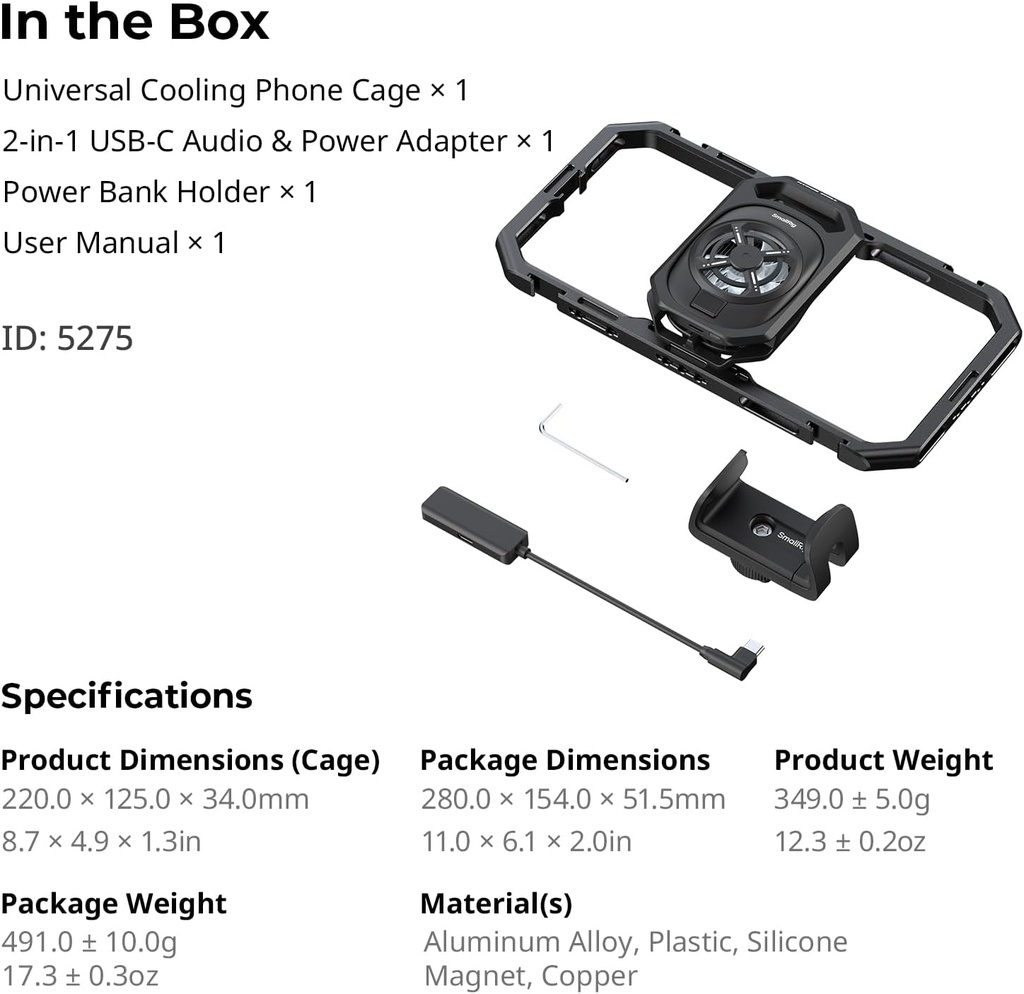 Estabilizador Rig SMALLRIG Refrigerado Hyper Chill Sin Grips