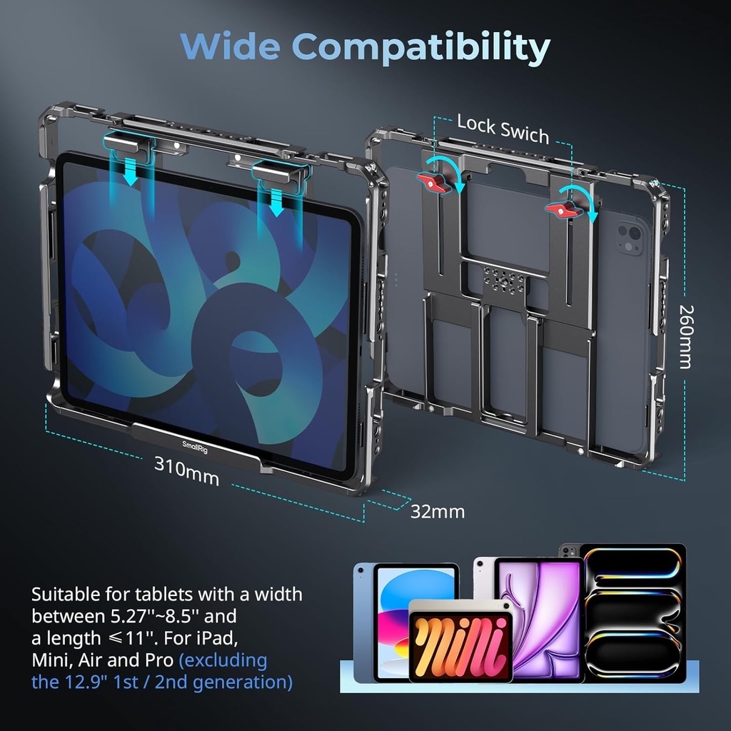 Jaula Universal iPad Tablet SMALLRIG con parasol
