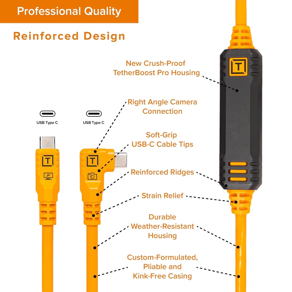 Cable Tipo C Tether Tools TetherPro Optima 10G USB 4,6 Mts