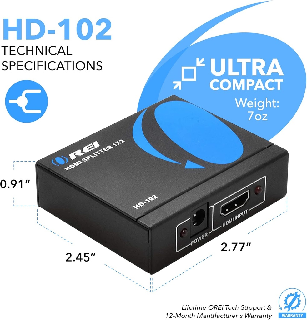Hdmi Splitter 1x2 4K 30Hz Orei
