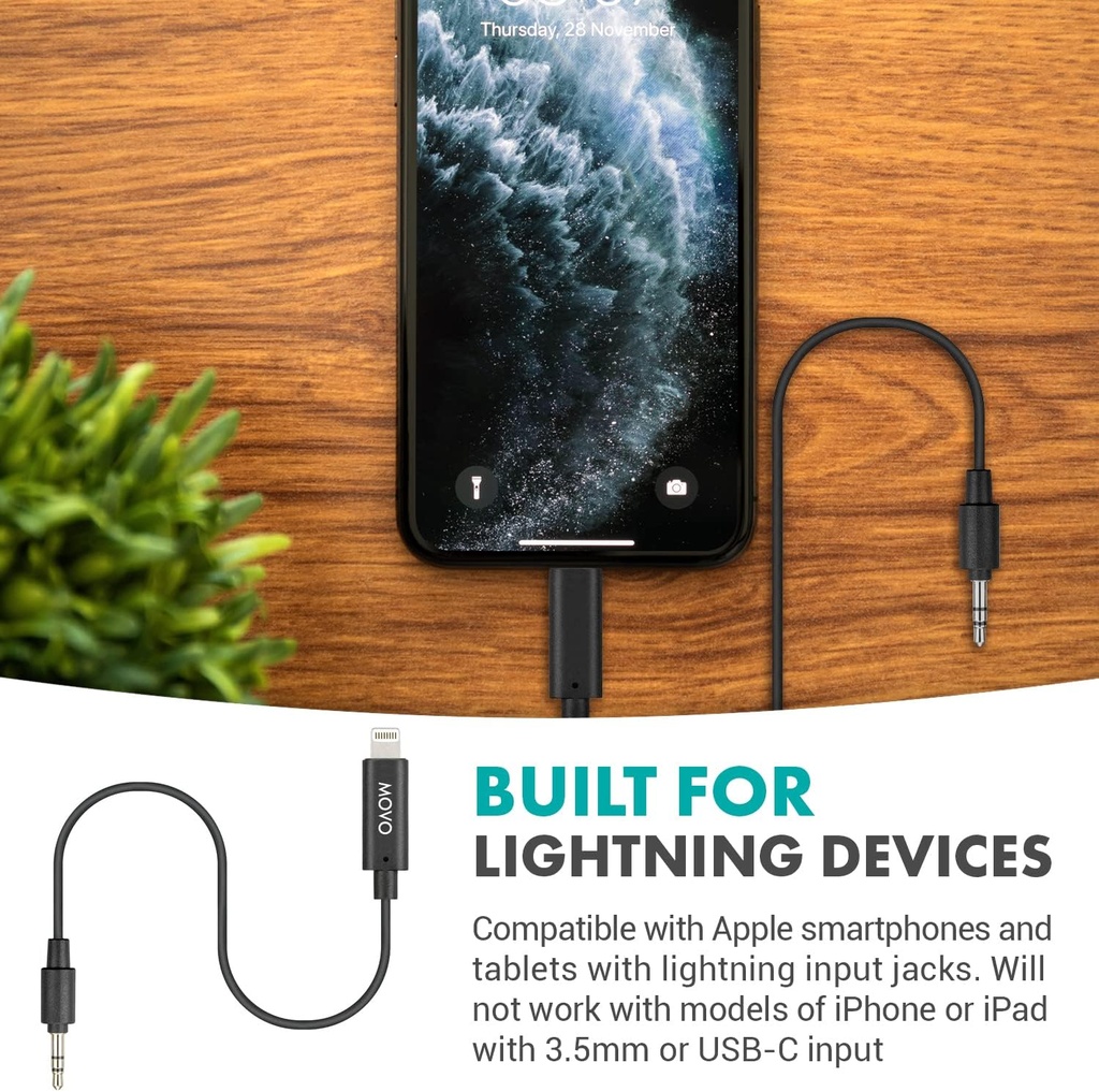 Adaptador iPhone iPad Lightning Plug Trs 3.5mm MOVO IMA-4