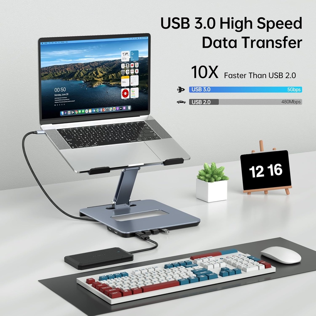 Stand Laptop Benfei 6 en 1 Docking Station HDMI 4K@60Hz 4*USB3.0 100W PD 
