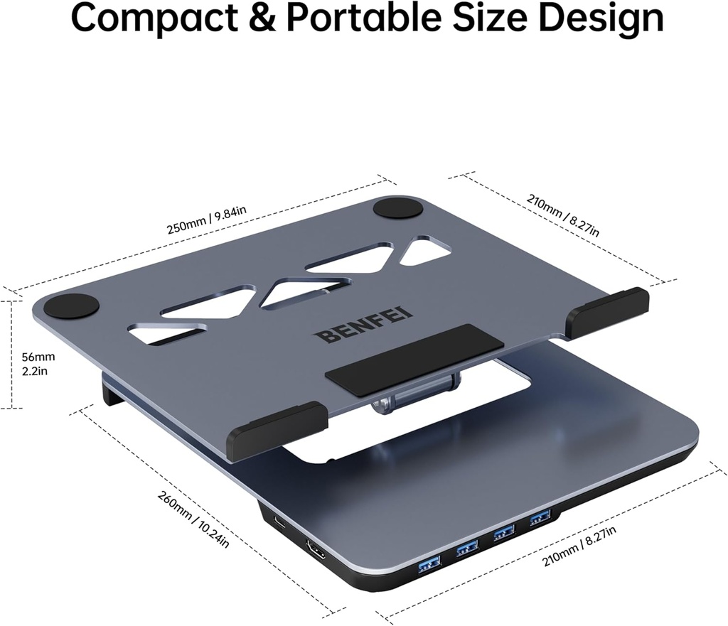 Stand Laptop Benfei 6 en 1 Docking Station HDMI 4K@60Hz 4*USB3.0 100W PD 
