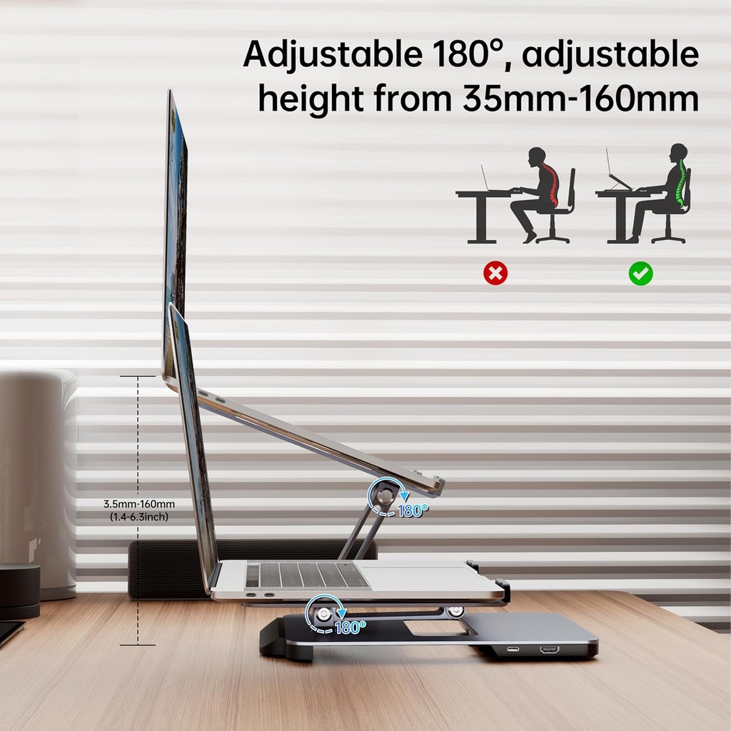 Stand Laptop Benfei 6 en 1 Docking Station HDMI 4K@60Hz 4*USB3.0 100W PD 