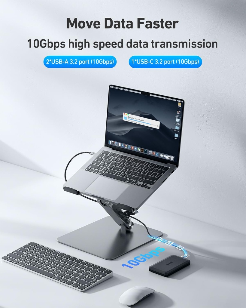 Stand Laptop Benfei 7 en 1 Docking Station HDMI 4K@60Hz SD Micro SD,100W Power Delivery,10Gbps USB C 3.2 and 2xUSB A 3.2 