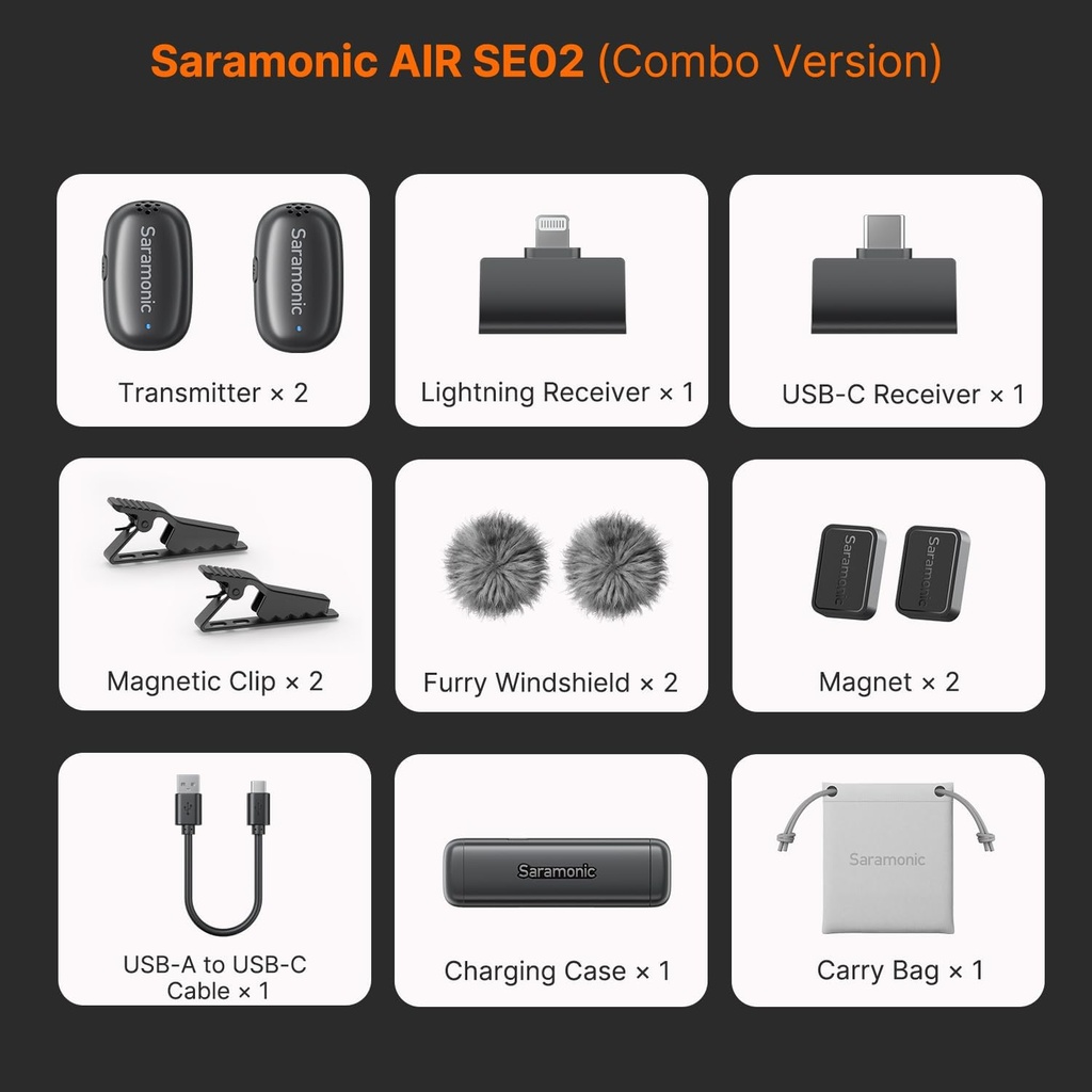 Microfono Balita Inalambrico Saramonic Air SE Tipo C & Lightning Combo