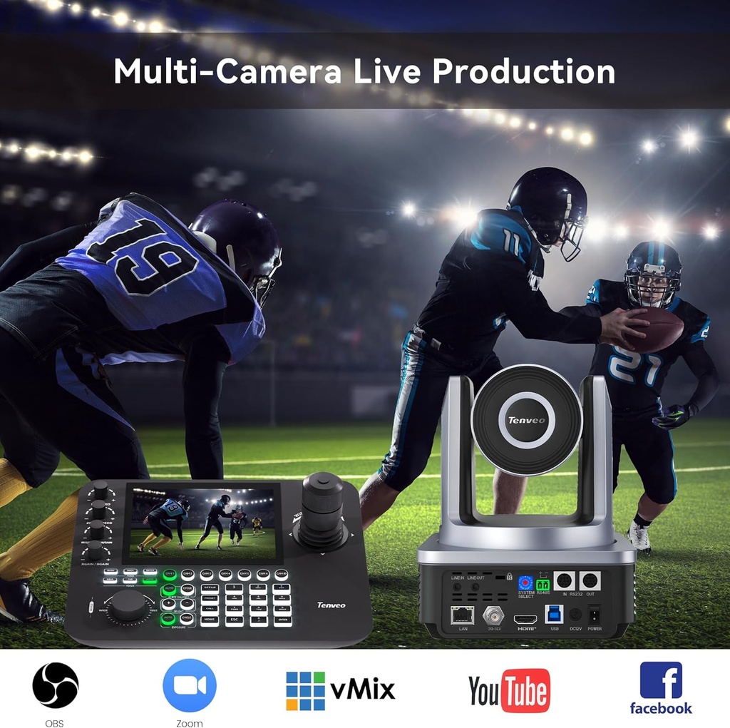 Camara PTZ 4K NDI 20X Tenveo VX20M HDMI IP USB 3.0 Poe AI Tracking