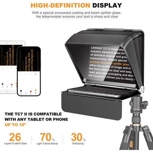 Teleprompter LENSGO TC7II Ultimate kit para camara y Smartphone