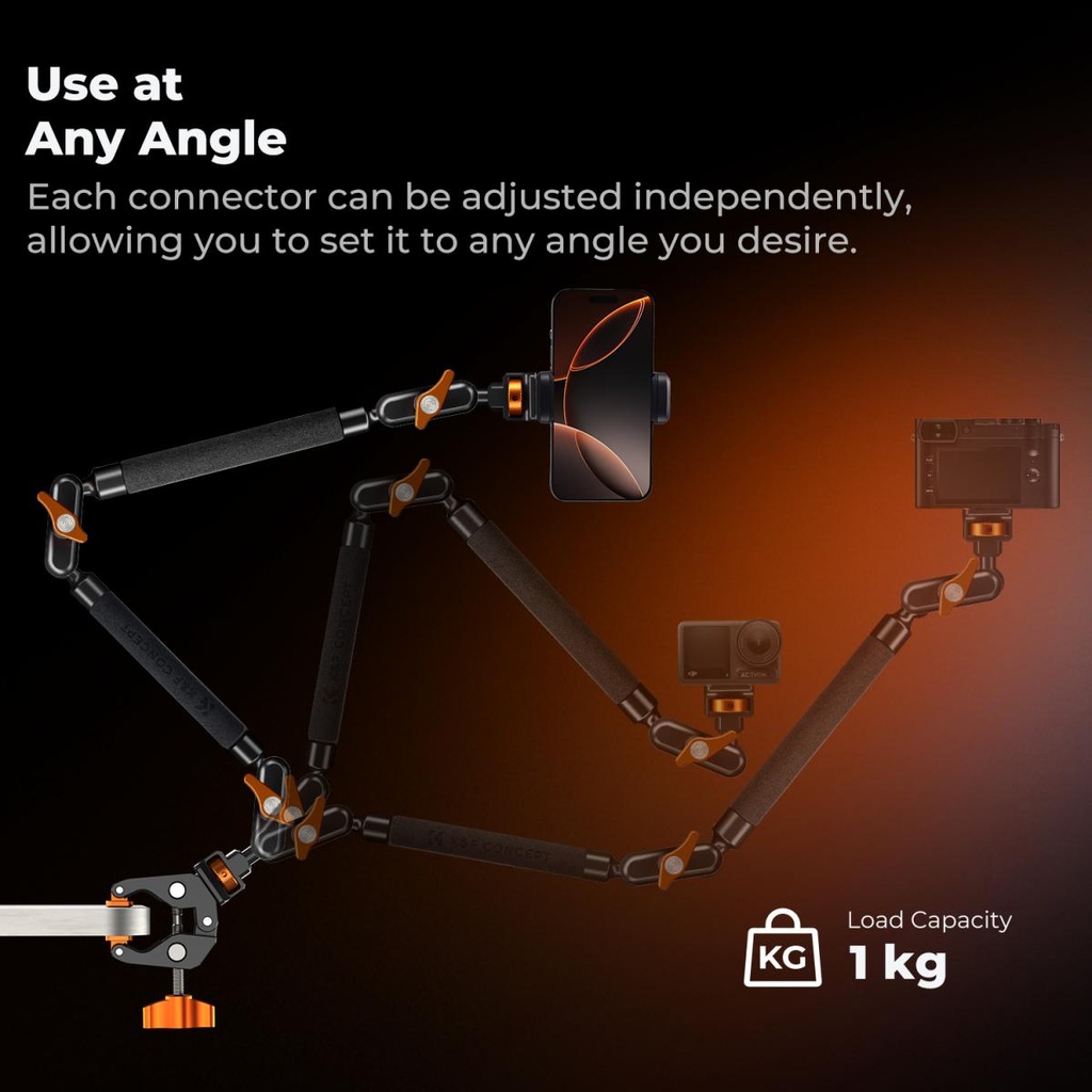 Brazo magico 22 Pulgadas con Pinza Cangrejo Clamp Smartphone GoPro KF31.201