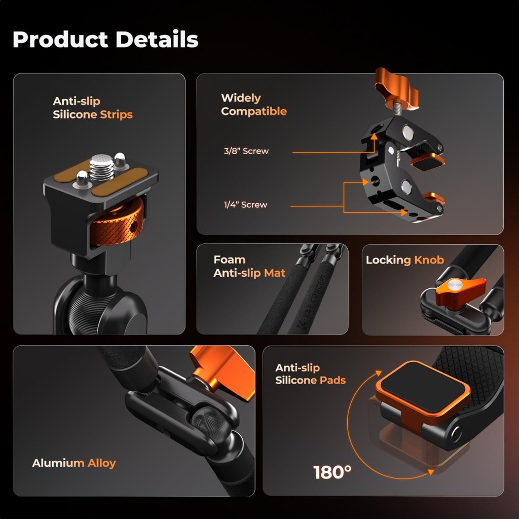 Brazo magico 22 Pulgadas con Pinza Cangrejo Clamp Smartphone GoPro KF31.201