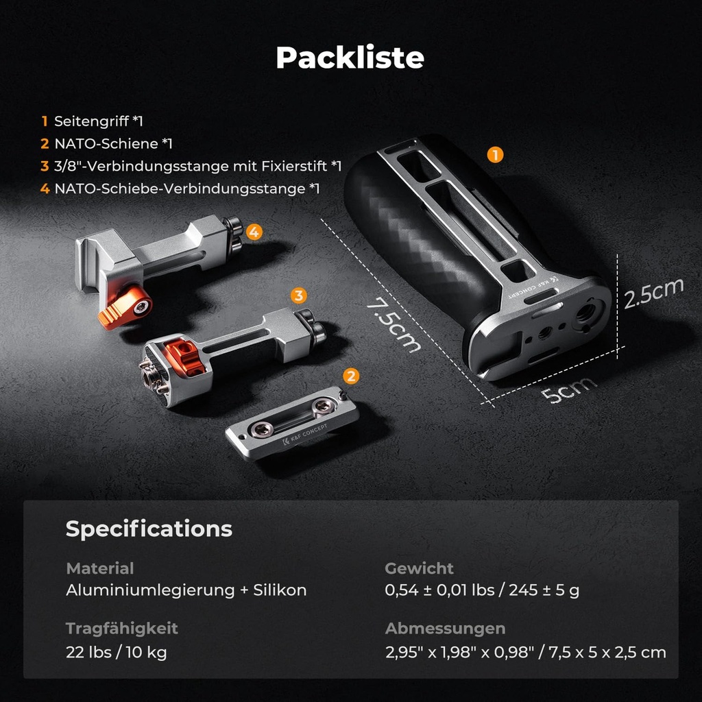 Empuñadura Camera Side Handle Dual Mounting K&f Concept KF31.235