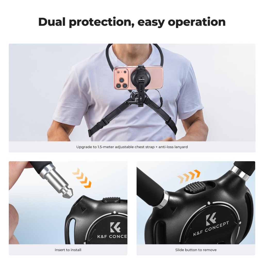 Soporte Clip y Magnetico de cuello Smartphone Camara K&F Concept KF15.0016