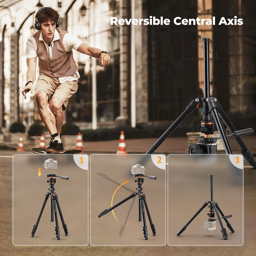 Tripode K&f Concept Kf09179 Cenital 180 Cm Cabezal de bola