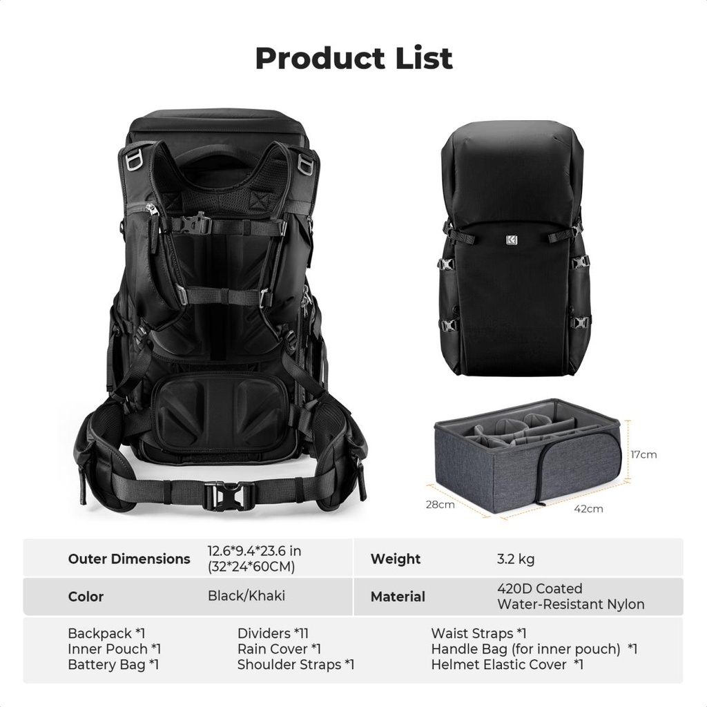 Morral Camaras Profesionales K&f Concept 40L Star Wander KF13.207V1