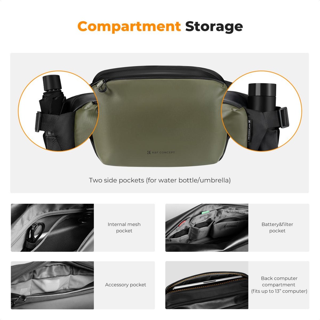 Morral Camaras Sling Bag 12L K&f Concept KF13.177V1