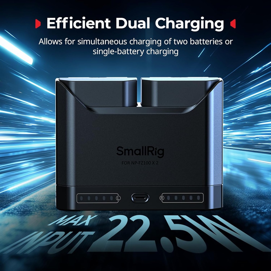 Cargador Rapido SMALLRIG NP-FZ100 Carga dual 22,5W