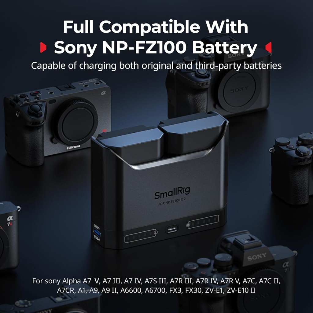 Cargador Rapido SMALLRIG NP-FZ100 Carga dual 22,5W