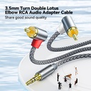 Cable Auxiliar 3.5mm A Rca Macho Estereo en angulo 2mt Nylon Reforzado