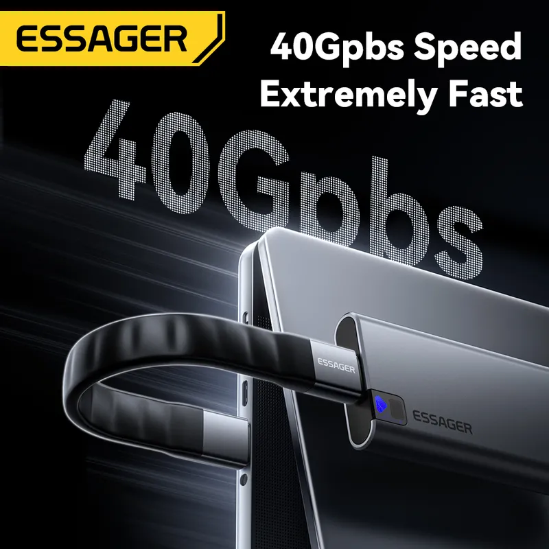 Cable de carga rápida ESSAGER USB4.0 Usb C a Usb C 240W 8K 60Hz 40Gbps Audio Video