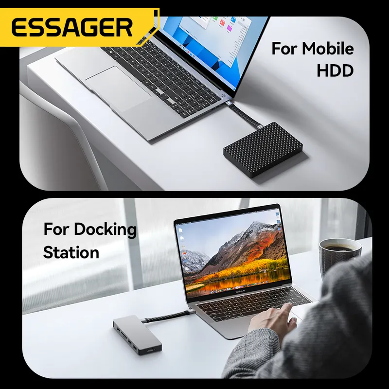 Cable de carga rápida ESSAGER USB4.0 Usb C a Usb C 240W 8K 60Hz 40Gbps Audio Video