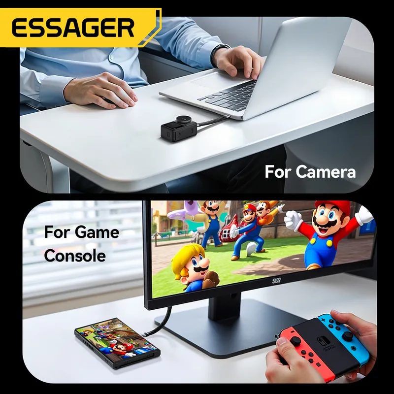Cable de carga rápida ESSAGER USB4.0 Usb C a Usb C 240W 8K 60Hz 40Gbps Audio Video