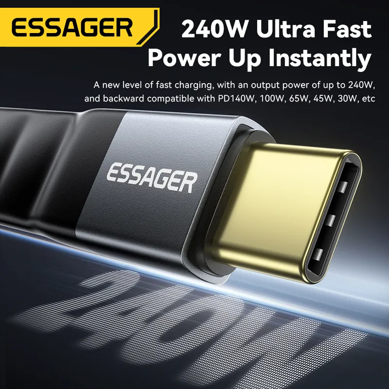 Cable de carga rápida ESSAGER USB4.0 Usb C a Usb C 240W 8K 60Hz 40Gbps Audio Video