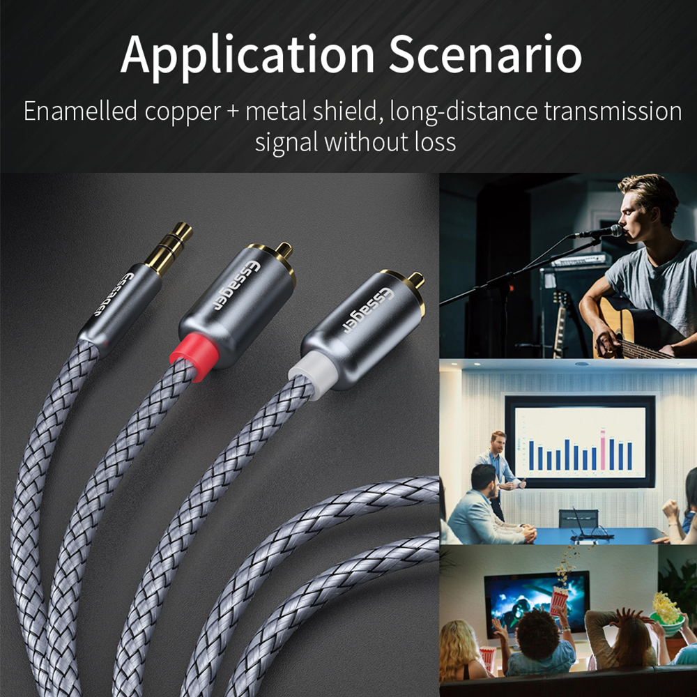 Cable Auxiliar 3.5mm A Rca Macho Estereo 2mt Nylon Reforzado