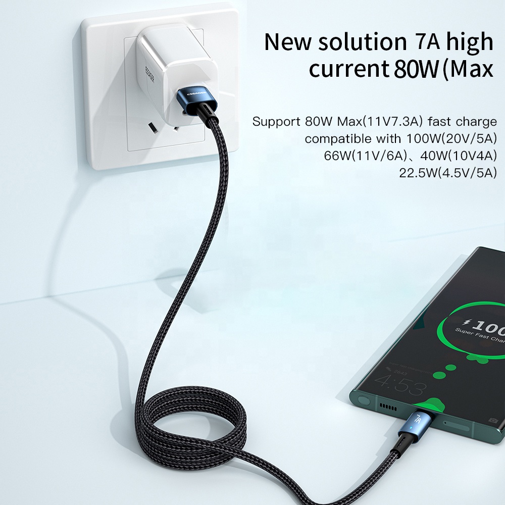 Cable USB-A A USB-C Essager 7A de 2 Metros carga y data
