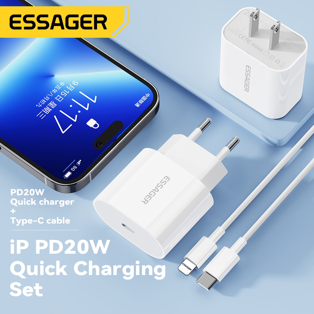Cargador Rapido USB C 30w + Cable USB C 60W Essager