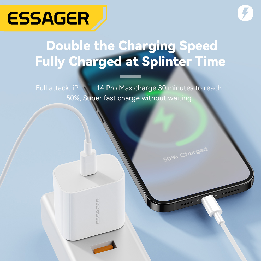 Cargador Rapido USB C 30w + Cable USB C 60W Essager