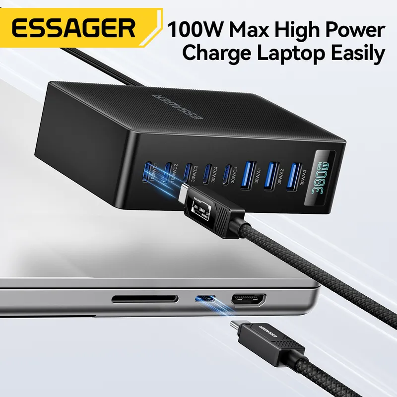 Estacion de Carga GAN Essager 380W 8 Puertos USB