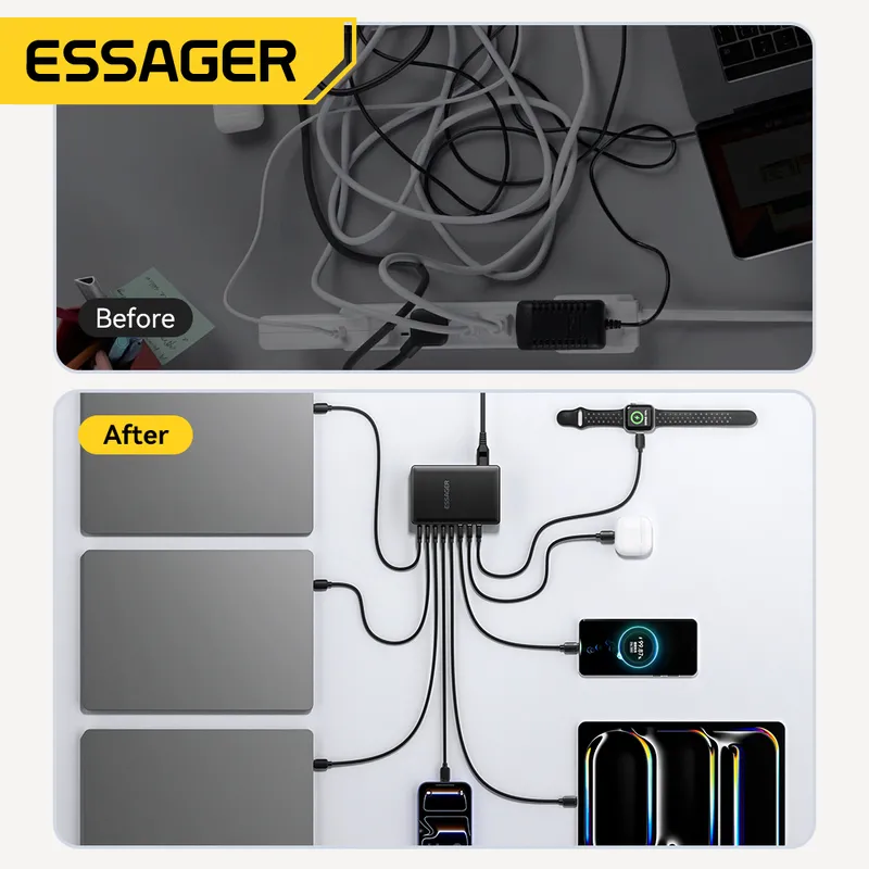 Estacion de Carga GAN Essager 380W 8 Puertos USB