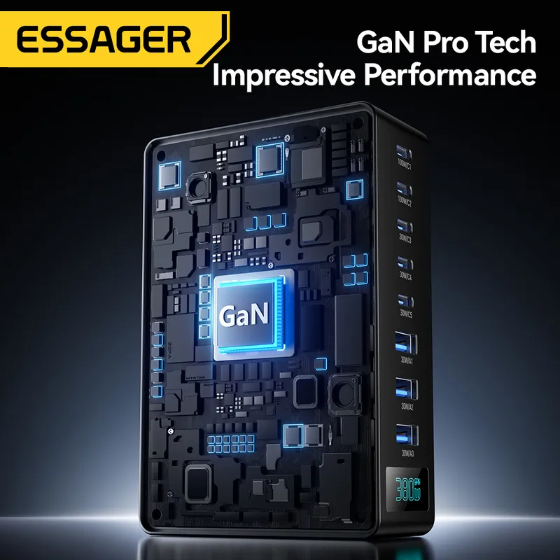 Estacion de Carga GAN Essager 380W 8 Puertos USB