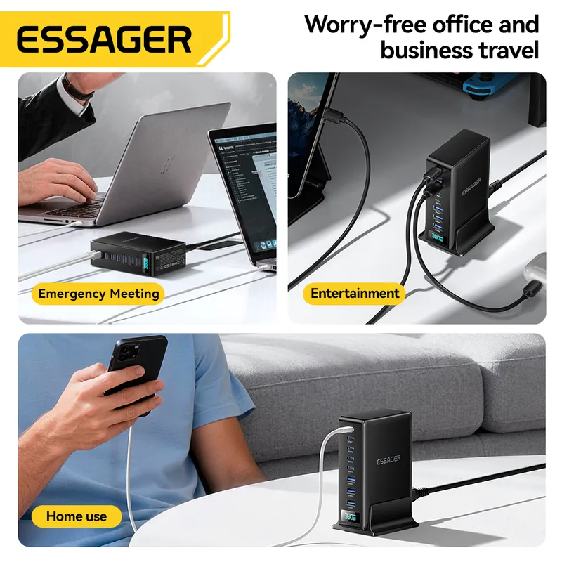 Estacion de Carga GAN Essager 380W 8 Puertos USB