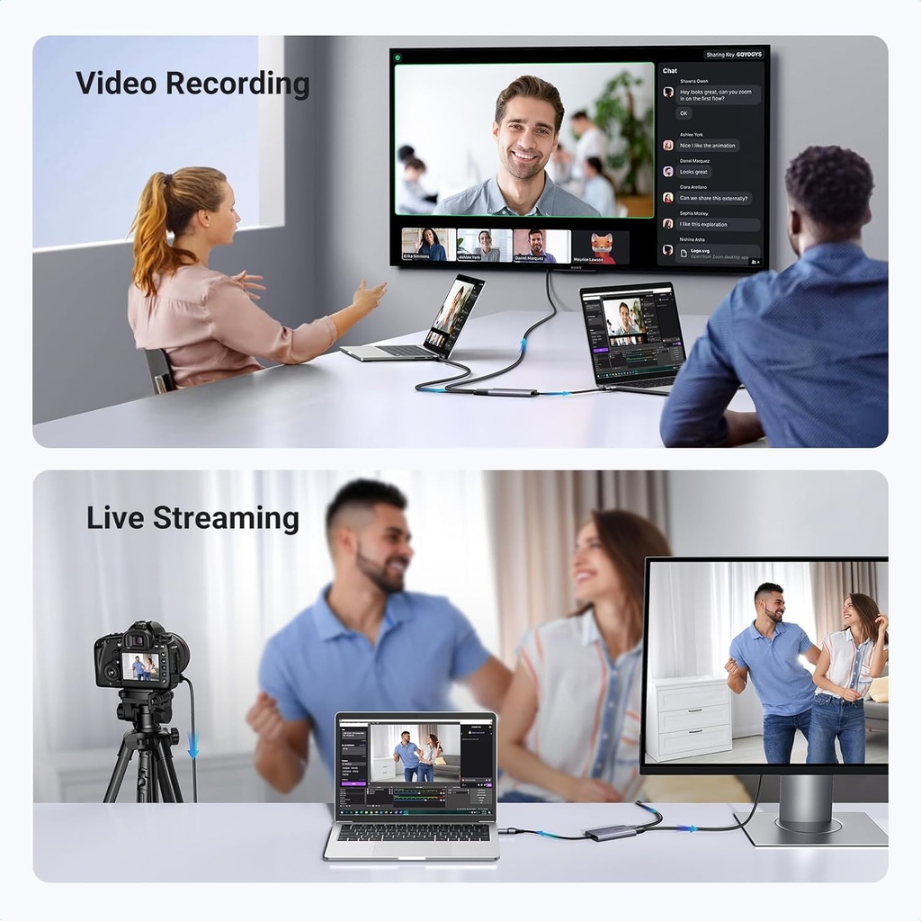 Capturadora de video UGREEN 2K HDMI a USB 3.0 HDMI Loop Out Video