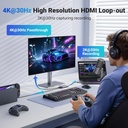 Capturadora de video UGREEN 2K HDMI a USB 3.0 HDMI Loop Out Video