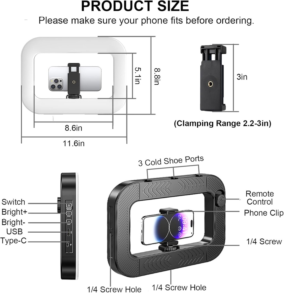 Estabilizador De Video Rig Con Luz Led RGB
