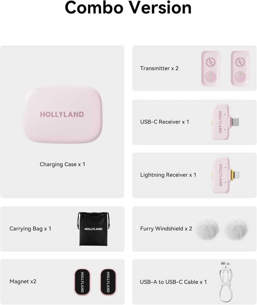 Microfono Balita Inalambrico Hollyland Lark A1 Combo Cloud Pink