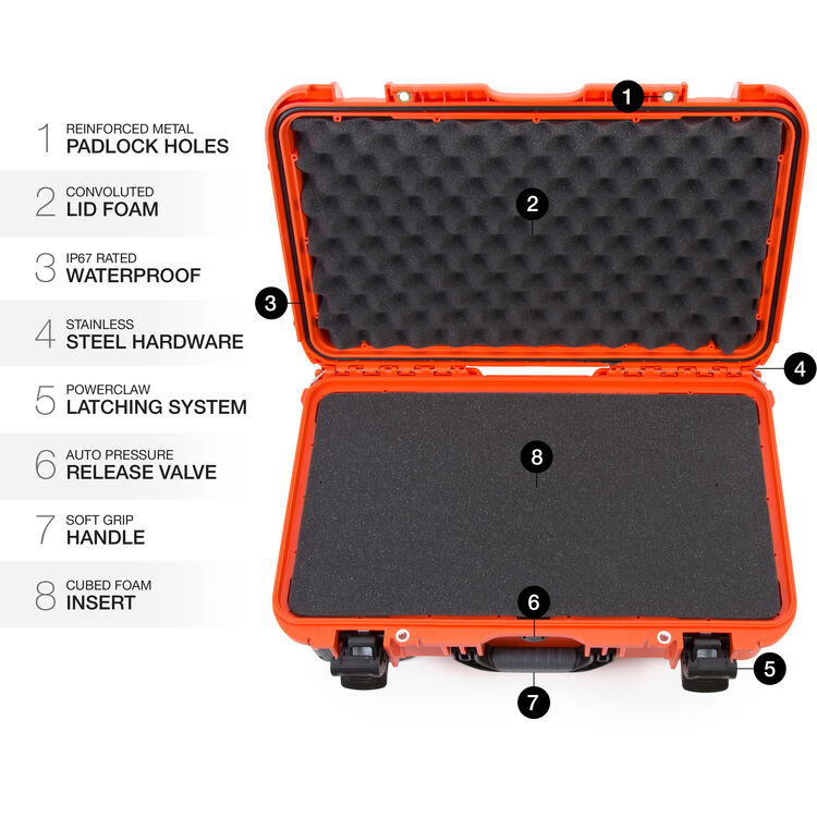 Maleta Rígida Nanuk 935 con Espuma para Equipos Audiovisuales y Cámaras Orange
