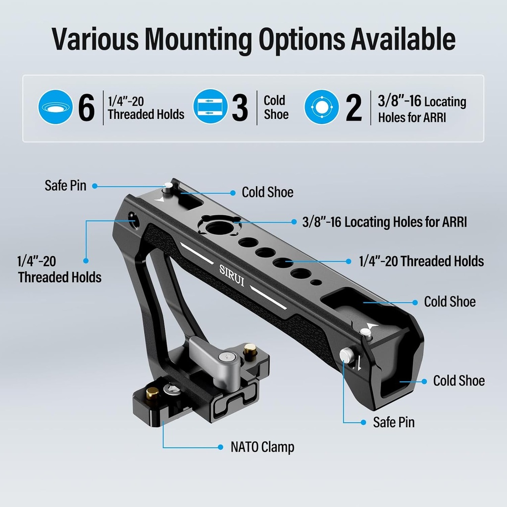 Grip Top Handle Sirui NATO Clamp Mount NATO Riel incluido SC-TH 