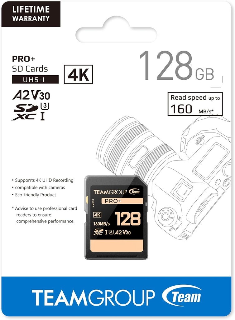 Memoria SD 128gb TEAMGROUP PRO 256GB UHS-I U3 A2 V30 4K