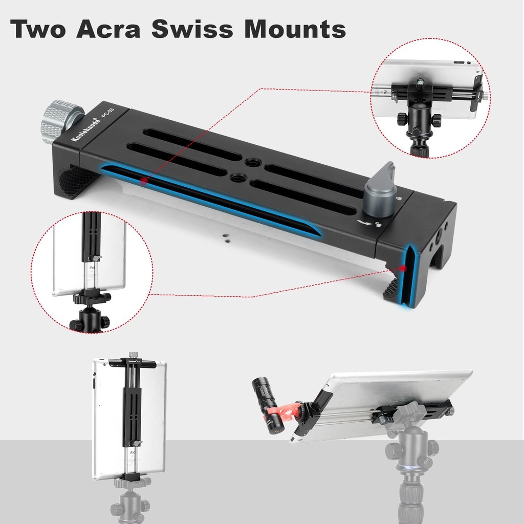 Soporte Metálico para iPad y Tabletas PC-03 con Doble Montura Arca-Swiss