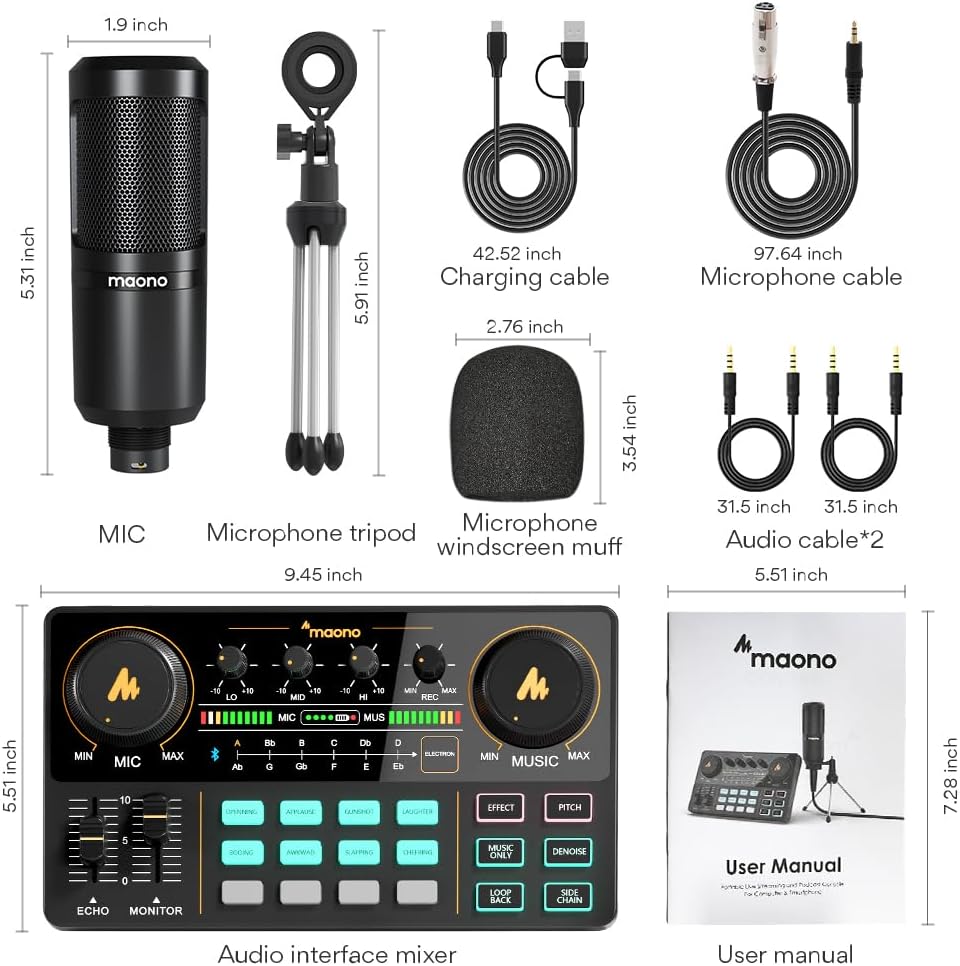 Interfaz de Audio MaonoCaster Lite AU-AM200-S1 (Kit de Podcast con Micrófono)
