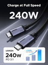 Cable USB C Ugreen USB4 Gen4 80Gbps 240W Thunderbolt 5/4/3 Display PD3.1