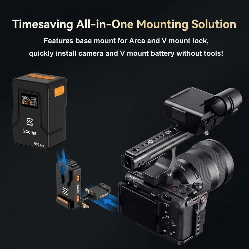 Plato Bateria Vmount ZGCINE VM-VP4 D-Tap & USB-C PD liberacion rapida Arca-Swiss