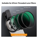 Filtro Nd Variable K&f Concept CPL con Clip Smartphone 67mm KF01.2902V2