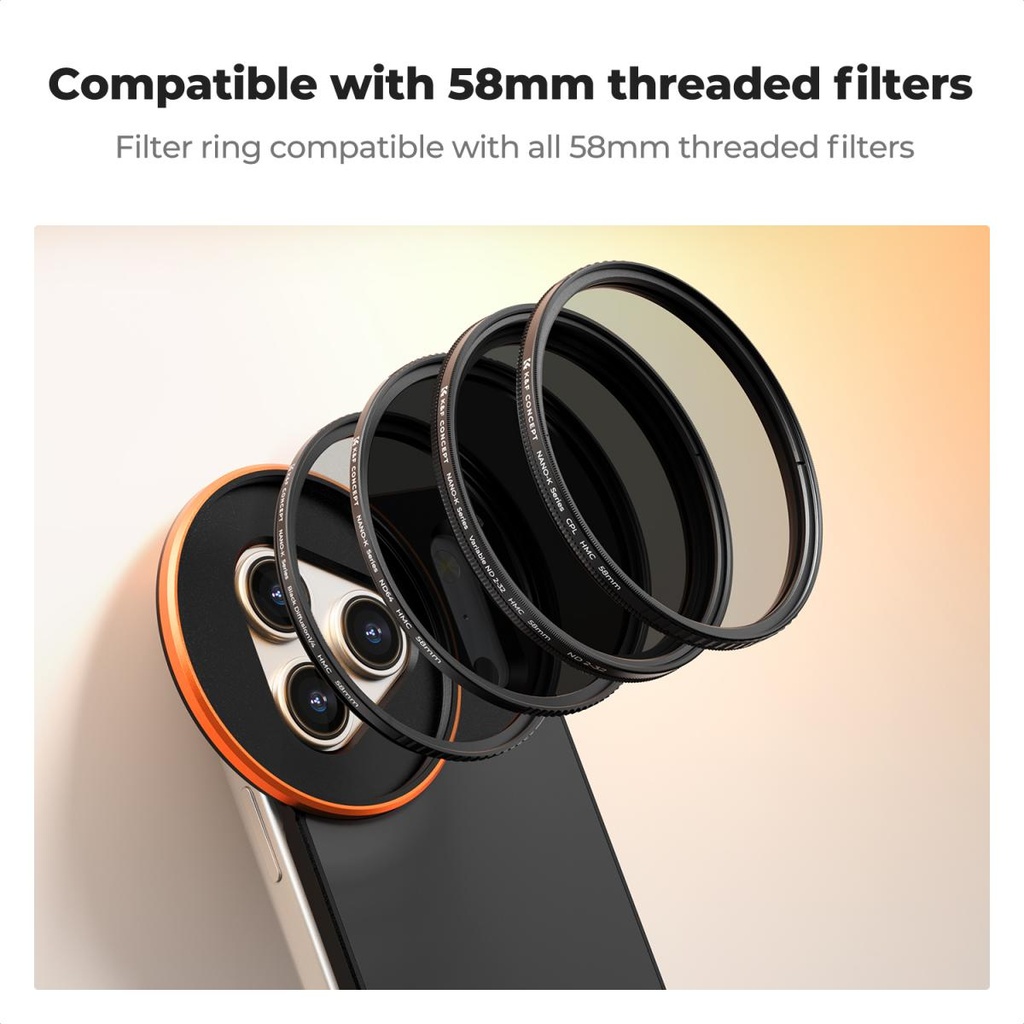 Filtro ND Variable 2-32 Magsafe 58mm para iPhone 17 Pro Max (Metal) K&f Concept KF15.0020
