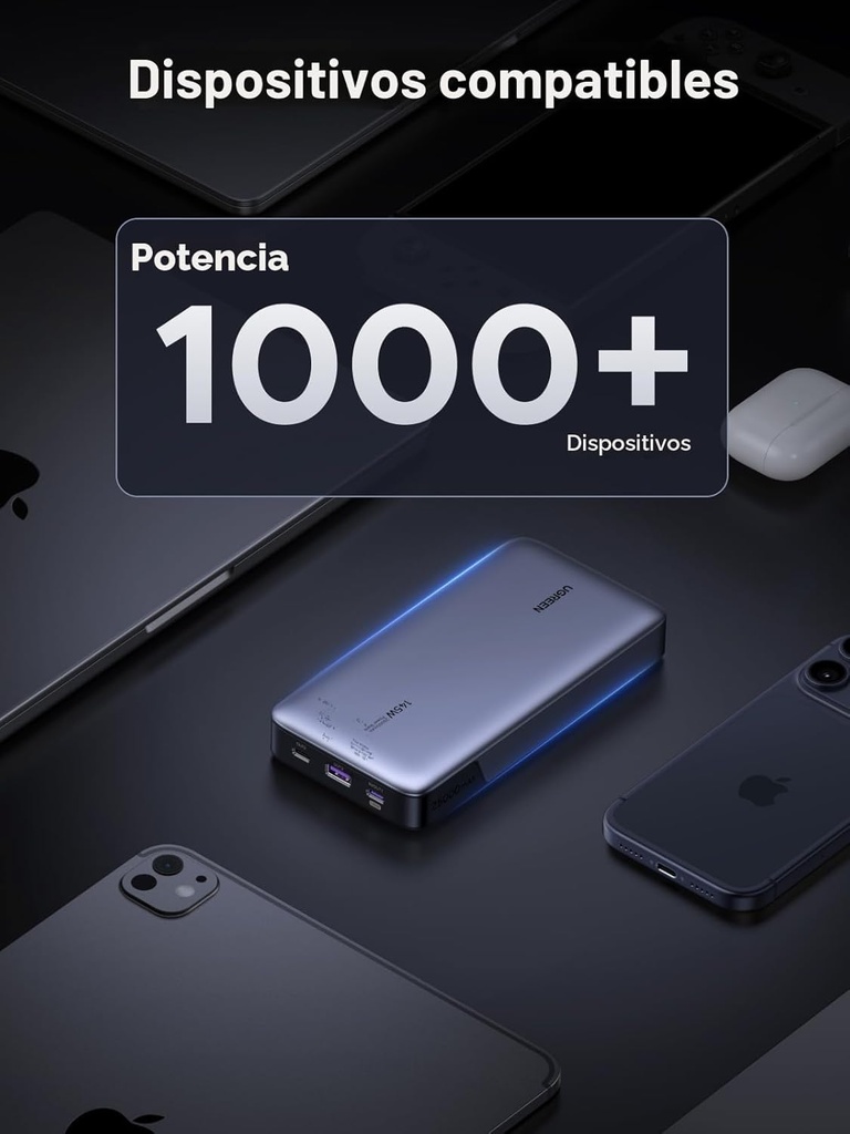 Power Bank 25.000mah Ugreen 145W Carga Rapida PD 3 puertos USB C PD Nexode